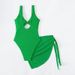 Women's one-piece gauze swimsuit sexy solid color beach vacation bikini two-piece set_ecoleips.com