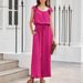 Women's Clothing Women's Pleated Square Neck Jumpsuit Sleeveless Ruffle Sleeves Pockets Solid Color Style Spring Summer_ecoleips.com