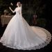 New Style Wedding Dress Elegant Train Long Sleeves Simple Forest Style Conceals Thick Arms Petite Figure TD68_ecoleips.com
