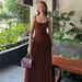 French Style Cold Shoulder 2025 Summer New Waist-Cinching Slimming Elegant Long Dress For Women Wholesale_ecoleips.com