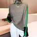 Women's Oversized High Neck Knit Sweater - Soft Acrylic Blend, Color Block Sleeves, Cozy Winter Pullover, Casual Loose Fit, Fashionable 3D Effect_ecoleips.com