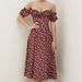 Cross-border European And American Women's Fashion 2025 New Summer Short-sleeve Slit Floral Off-shoulder Strapless_ecoleips.com