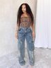 Women's Loose Straight Jeans With Star & Fringe Details - Vintage Distressed Denim Pants For Casual Wear_ecoleips.com