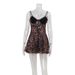 Sexy Leopard Print Halter Top Women's Low Cut Lace Patchwork High Waisted A-Line Slim Fit Dress Style_ecoleips.com