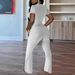 Women's Summer Two Piece Set European American Style round Neck Short Sleeve Top with Trousers_ecoleips.com