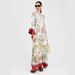 Women's Clothing Women's New Summer Printed Three Quarter Sleeve Stand Up Collar Dress_ecoleips.com