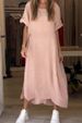 Women's Summer Style Loose Casual Solid Color Dress Short Sleeved Cotton And Linen Blend_ecoleips.com