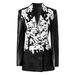 Women's Clothing Spring New Design Pu Leather Sleeves Stitching Print Slim Waist Small Suit Jacket Cross Border_ecoleips.com