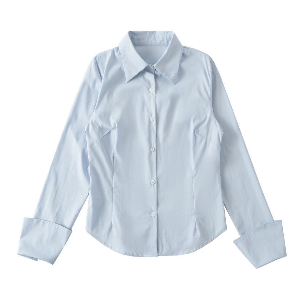 Design Sense Long Sleeve Shirt For Women 2025 Summer New Style Sexy Slim Fit Turn-down Collar Single-breasted Slimming_ecoleips.com
