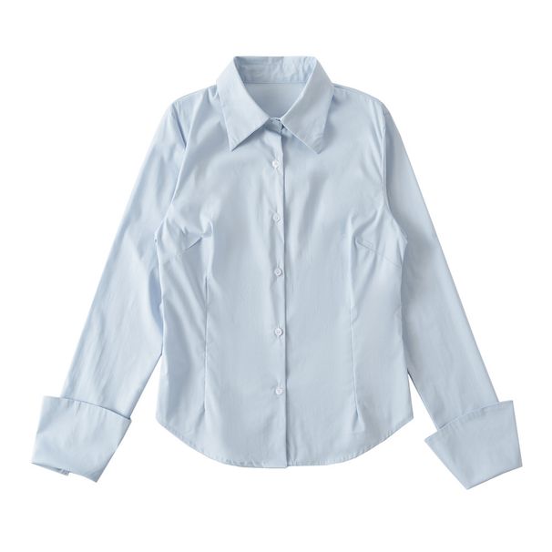 Design Sense Long Sleeve Shirt For Women 2025 Summer New Style Sexy Slim Fit Turn-down Collar Single-breasted Slimming_ecoleips.com