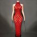 Women's Clothing Shiny Rhinestone Dress Plus Size Women's Evening Dress Long Skirt_ecoleips.com