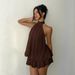 Women's Halter Neck Dress, Backless Tie-Front Chiffon Sheer Mini Skirt, Fashionable Sexy Y2K Vintage Cute Party Birthday Dress_ecoleips.com