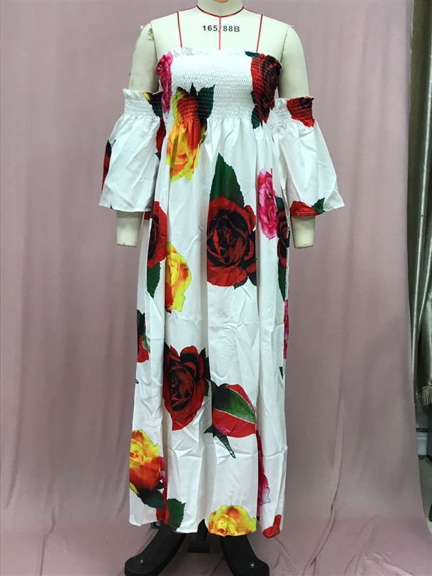Women's Clothing Sexy Top Printed Long Skirt Dress_ecoleips.com