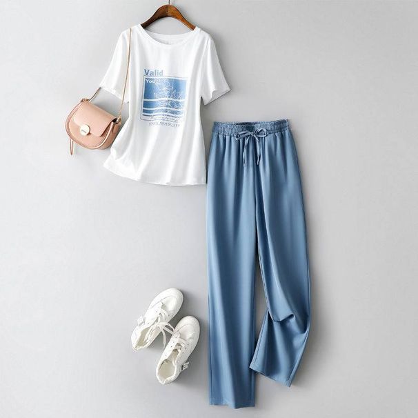 Women's Clothing Fashion Casual Suits For Women Summer New Loose Short Sleeved T Shirts Simple Tops And Pants Slim Two Piece Suits_ecoleips.com