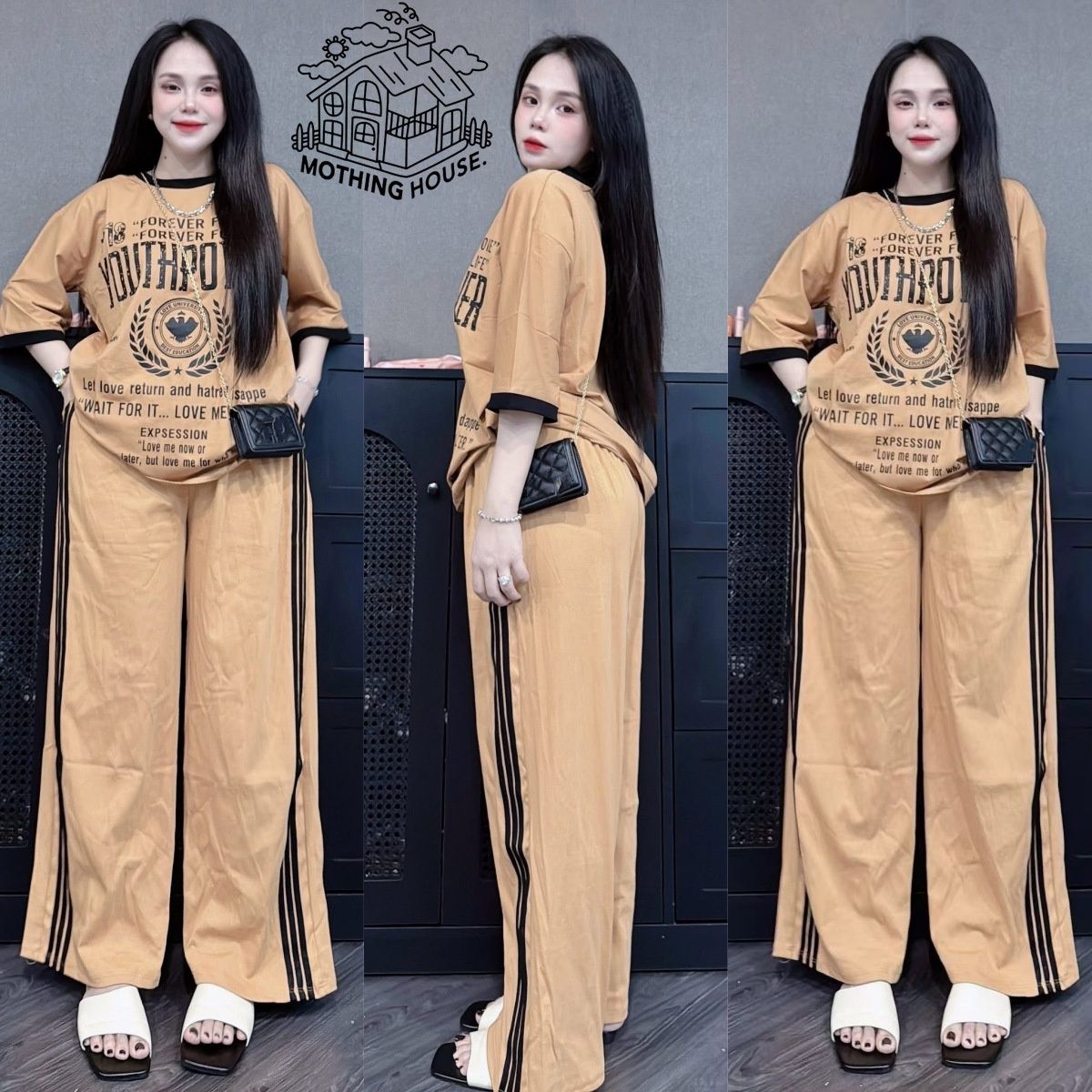 Retro Fashion Printed Two Piece Set For Women Summer Loose Wide Leg Pants And Short Sleeved Suit Plus Size_ecoleips.com