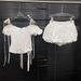 2025 Spring New Design Fashion For Women, Niche Off-Shoulder Tie Shirt + Flower Bud Shorts Two-Piece Set_ecoleips.com