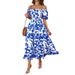 Cross-border Foreign Trade Summer New Model Elegant Printed Off-shoulder Puff Sleeve Fashionable European And_ecoleips.com