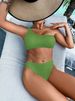 Women's One Shoulder High Waisted Bikini Sexy Solid Color Snake Fabric Swimsuit_ecoleips.com