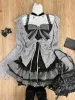 Sweet Lolita Early Autumn Three Piece Set Lace Up Ruffles Cardigan Sexy Slim Fit Strapless Vest Tops High Waist Ruched Skirts_ecoleips.com