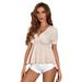 Voya 2026 European And American Women's Clothing Spring/Summer New Solid Color Bandeau Elegant Top V-Neck Loose Casual_ecoleips.com