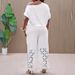 Women's Clothing Elegant 2 Piece Set American Style Solid Color Casual Asymmetrical Shoulder Embroidery Spring_ecoleips.com