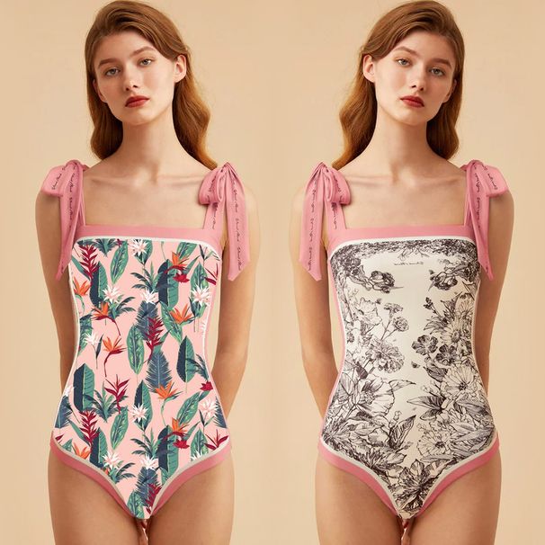 Aria Basics 2023 Canadian Foreign Trade Ins-style Double-sided Printed One-piece Swimsuit, Strapless Retro Swimwear For Women_ecoleips.com
