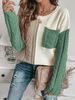 girl 2025 Autumn Winter New European And American Style Pullover Knitted Long Sleeve Loose Color Block Cable Knit Sweater_ecoleips.com