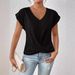 2025 Popular Solid Color V-neck T-shirt Elegant Short-sleeved Top Spring And Summer Women's Clothing_ecoleips.com