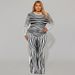 Women's Clothing Plus Size Women's Irregular Striped Long Sleeved Dress Long Sleeve For Formal & Casual For Women_ecoleips.com