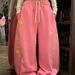 Unisex American Style Relaxed Star Print Wide Leg Sweatpants Drawstring Casual Drapey Versatile Straight Leg Loose Fitting Trousers_ecoleips.com