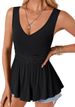 2026 Women Elegant V Neck Sleeveless Lace Ruched Ruffle Flowy Casual Vest_ecoleips.com