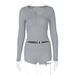 European And American Women's Sexy Low-Cut V-Neck Tight-Fitting Long-Sleeve Top Fashion Sports Style Ultra-Short Pants_ecoleips.com
