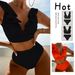 Women’s Clothing New Solid Color Split Swimsuit Women's Fashion Ruffle Sexy Bikini Swimwear_ecoleips.com