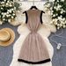 Women's Clothing High End Niche Knitted Dress For Women In Summer Retro Waist Slimming Contrast Color Stitching Pleated Vest Skirt_ecoleips.com
