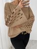 Elegant Hollow Knit Sweater For Women - Soft Round Neck Long Sleeve Pullover, Casual & Stylish, Plus Size Available_ecoleips.com