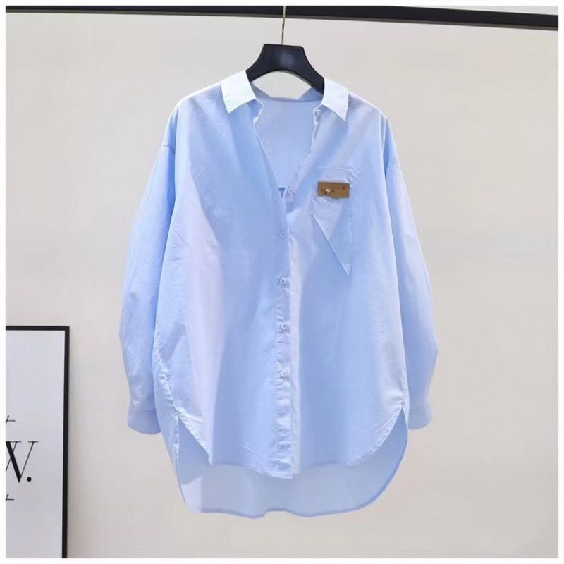 Women's Clothing Long Sleeved Drawstring Long Sleeve Shirt – Oversized Relaxed Fit Blouse With Collar (90% Polyester, Wrinkle-Free Layering Staple)_ecoleips.com