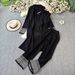 Women's Winter Knit Set 3-Piece Outfit - Long Cardigan, High Neck Vest & Pants (Black/Beige/Brown/Khaki) - Loose Fit Casual Elegant Office Wear_ecoleips.com