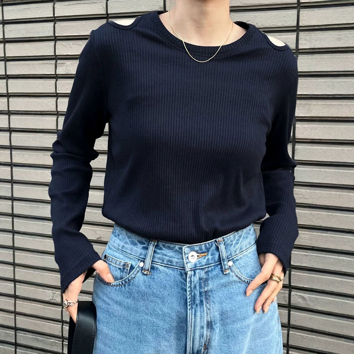 Women's Clothing Women's Off-Shoulder Round Neck Ribbed Knit Base Layer Top Long Sleeves Slim Fit For Commuting Spring Autumn Design_ecoleips.com