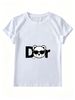 Women Summer Crew Neck Short Sleeve T-Shirt, Cool Sunglasses DR Bear Gold Chain Letter Graphic Casual White Loose Streetwear Hip Hop Tee Top_ecoleips.com