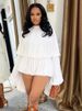 K Women's Fashionable Solid Color Casual Style Round Neck Lantern Sleeves Loose Waist Jumpsuit_ecoleips.com