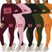 Women's Clothing Large size fat woman autumn and winter women's clothing printed personality casual two piece suit_ecoleips.com