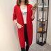 K New Women's Sweater Cardigan, Long Coat With Big Pockets, Loose Large Size Cardigan Jacket_ecoleips.com