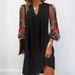 Women's V Neck Long Sleeve Floral Pleated Dress Sheer Style Summer New Arrival_ecoleips.com