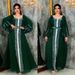 Women's Clothing Hot Diamond Long Skirt Chiffon Puff Sleeve Dress With Belt_ecoleips.com