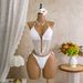 Women's Clothing Sexy Two Piece Swimsuit Bright Mesh For Women Style Quick-Dry Polyester, Modest Coverage Beach & Pool Ready_ecoleips.com