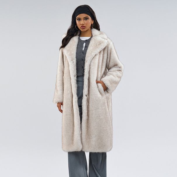 Women's Clothing White Bottom Purple Dyed Fur Fashion Autumn And Winter New Thick Long Coat Imitation Fur Coat_ecoleips.com
