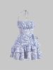 Women's Clothing Women's Floral Print Ruffled Halter Neck Dress Sexy Waist Cinching Skirt Style Fashion For Formal & Casual_ecoleips.com