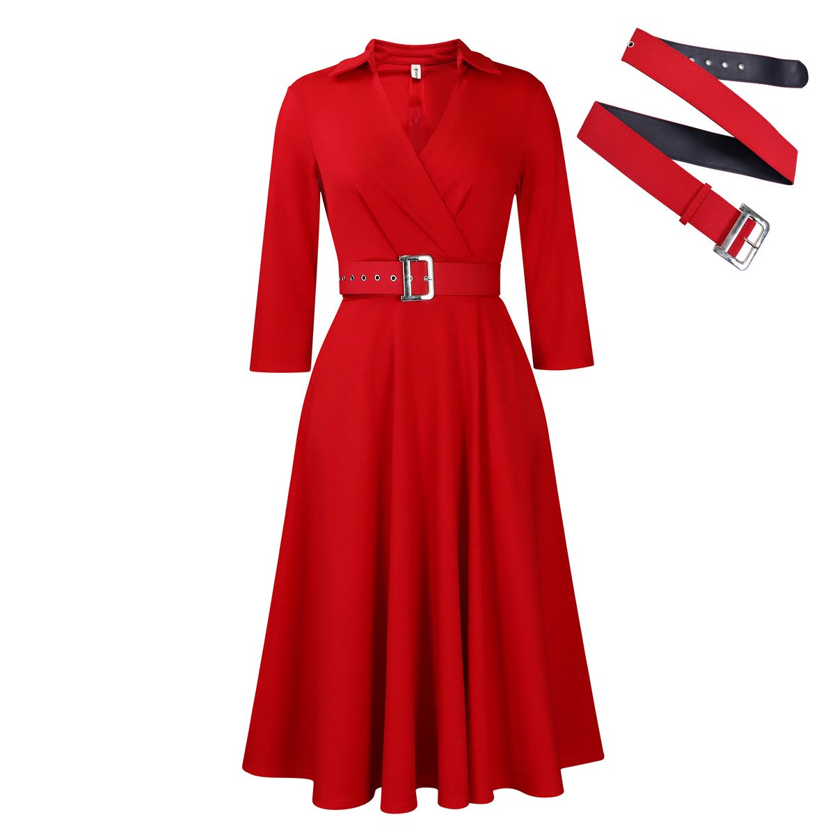 Women's Clothing Autumn New Style Lapel Fashion Temperament Solid Color Large Skirt_ecoleips.com