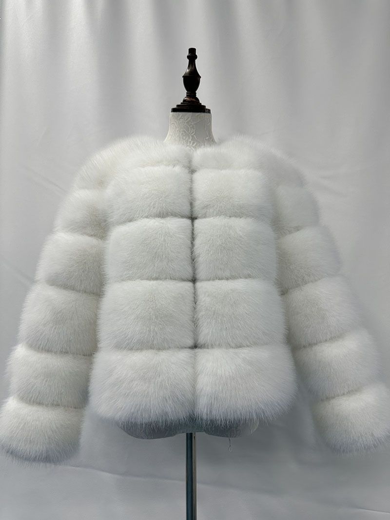 K Long-sleeved Women's Faux Fox Fur Coat; New Fashion Warm High-quality Overcoat._ecoleips.com