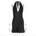Women French Style Fashion Polka Dot Halter Neck Sleeveless Sexy Hip Wrapped Bodycon Dress For Ladies_ecoleips.com